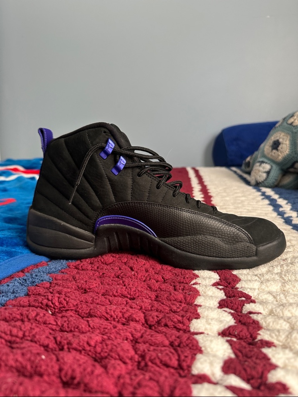 Men’s Air Jordan 12 Retro — Black and Purple Basketball Sneakers - Picture 3 of 6